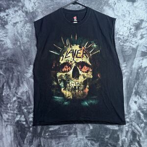 Slayer Band Graphic Chopped T-Shirt Double Sided Tour Shirt Size X-Large